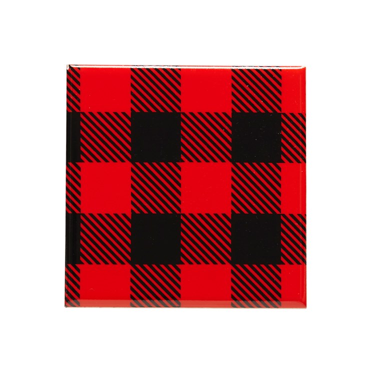 Buffalo Check Printed Ceramic Coaster Set Of 6 Black/Red