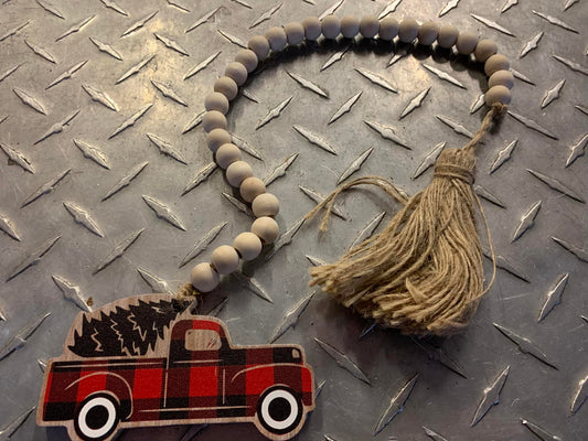 Red Buffalo Check Truck Bead Strand
