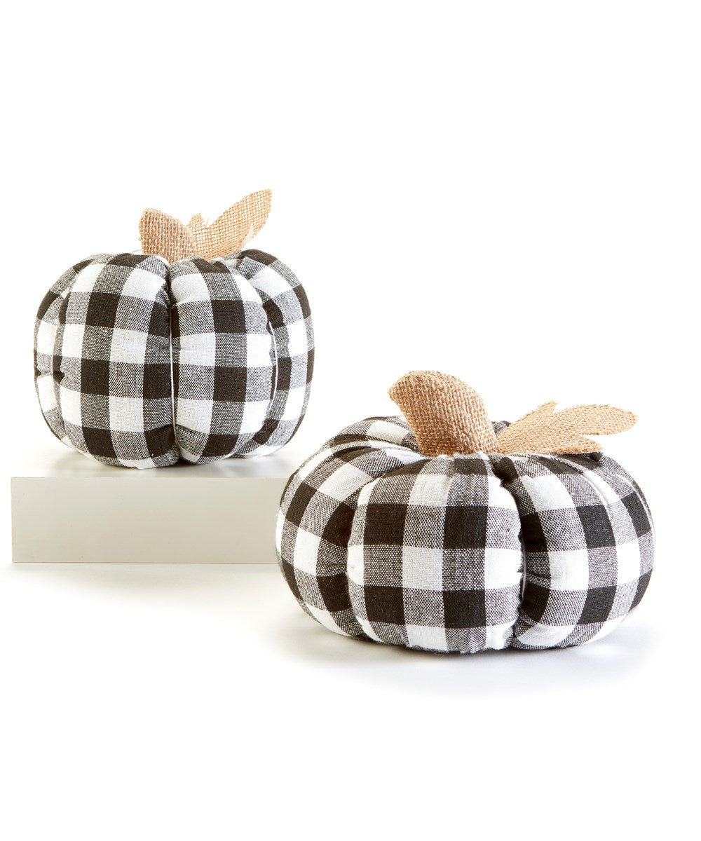Plaid Plush Pumpkins, Set of 2