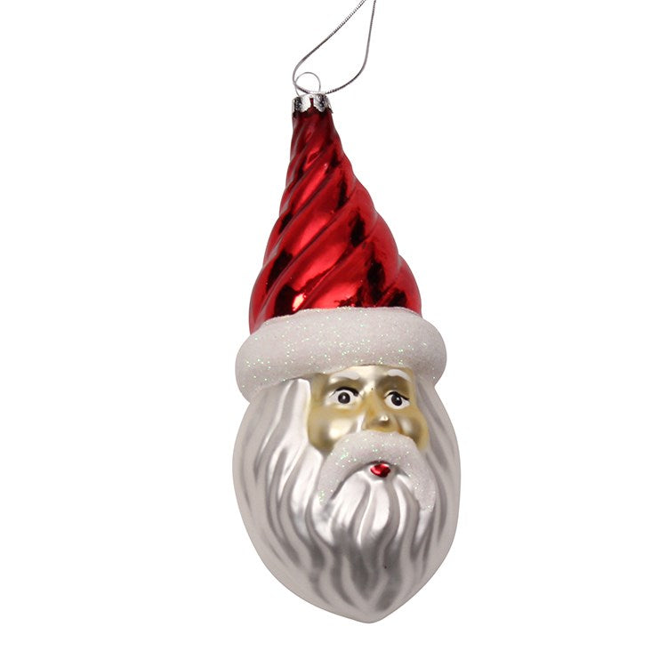 Vintage Santa Glass Ornament Red