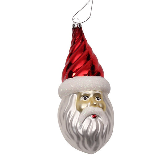 Vintage Santa Glass Ornament Red