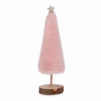 Pink faux fur tree on log