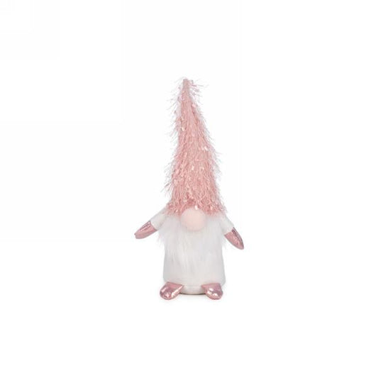 12" gnome fig. in pink & white