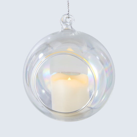 90MM B/O LIGHTED IRIDESCENT ORNAMENT W/VOTIVE