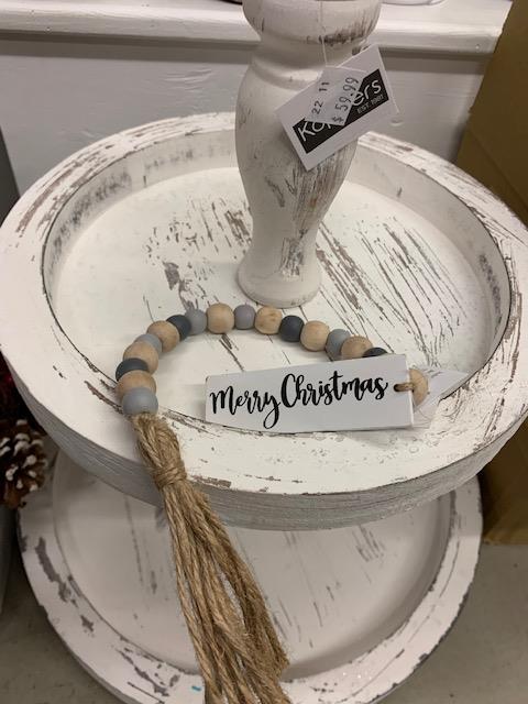 Merry Christmas tassle garland w/beads.