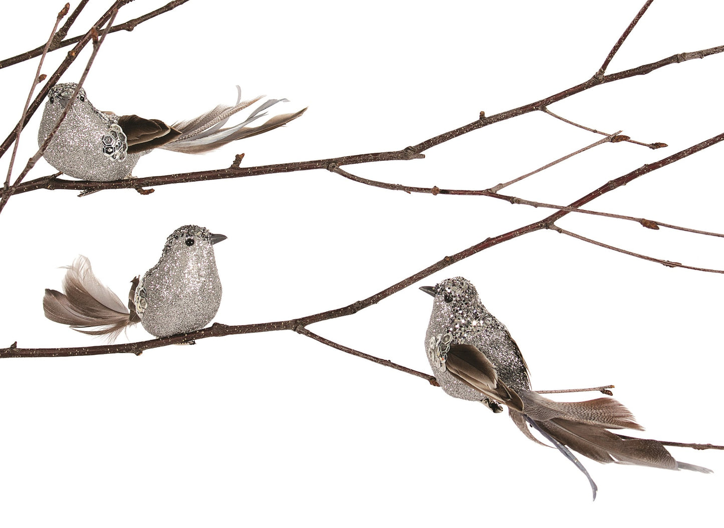 BIRD-GLITTER SILVER (SET OF 3)