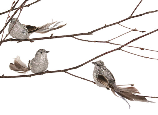 BIRD-GLITTER SILVER (SET OF 3)