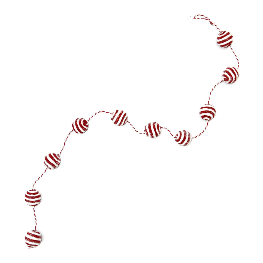 GARLAND 59″ CANDY CANE BALLS