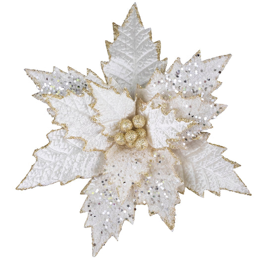 POINSETTIA HEAD IVORY 11″