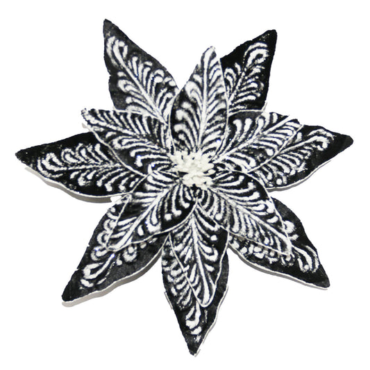 POINSETTIA BLACK/WHITE 15"