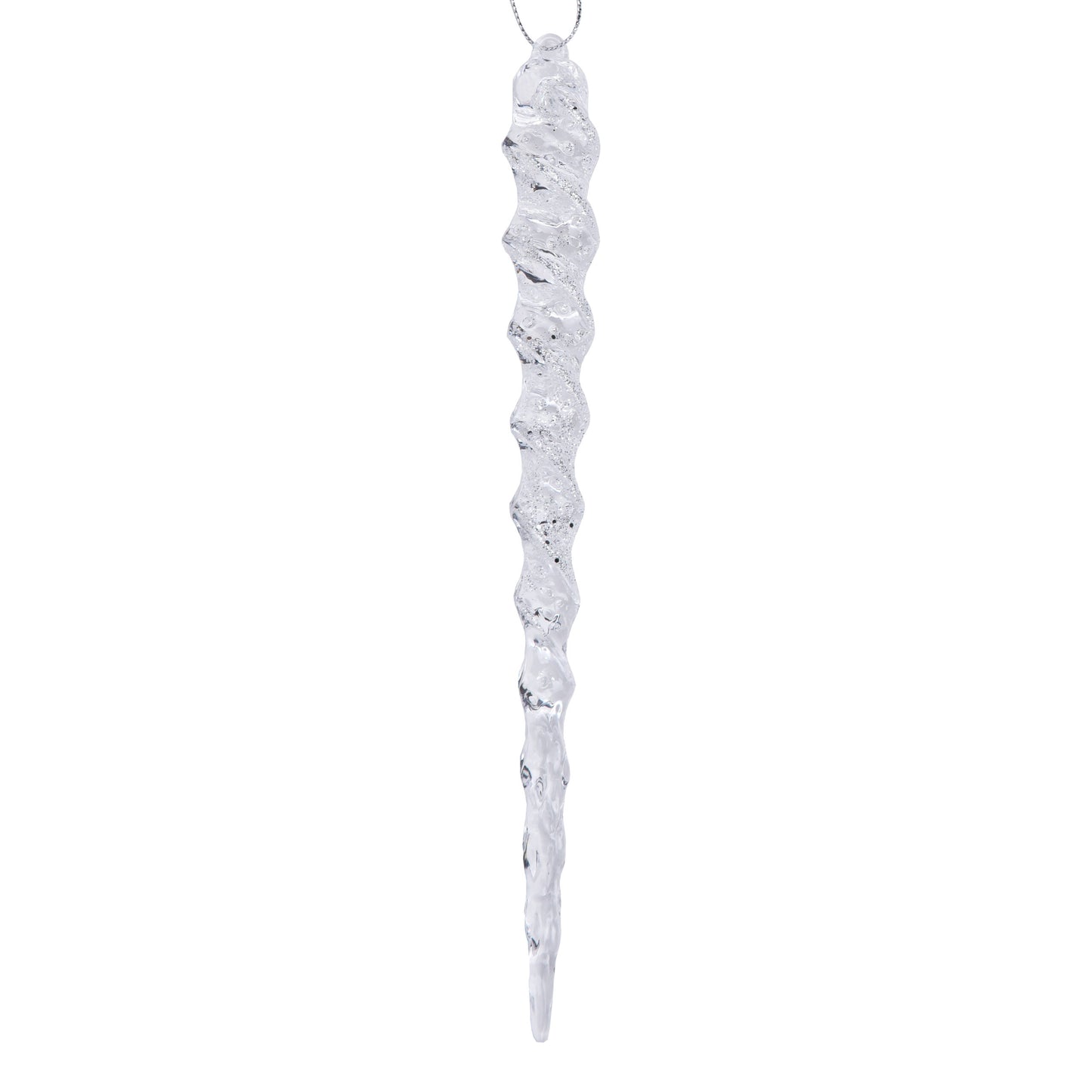 CLEAR/SILVER ICICLE 9″ W/GLITTER