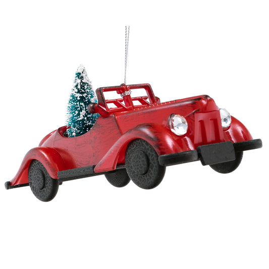 ANTIQUE RED CAR ORNAMENT