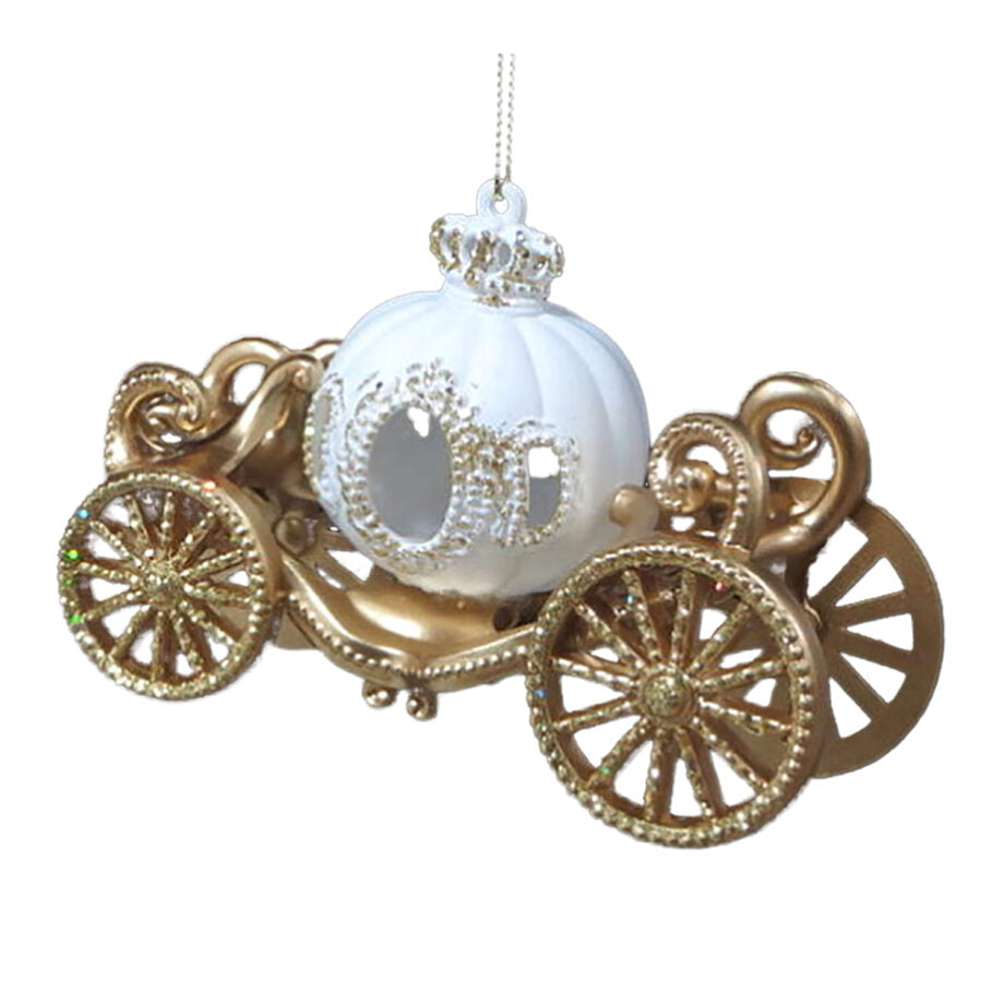 CARRIAGE 5"X3" WHITE/GOLD