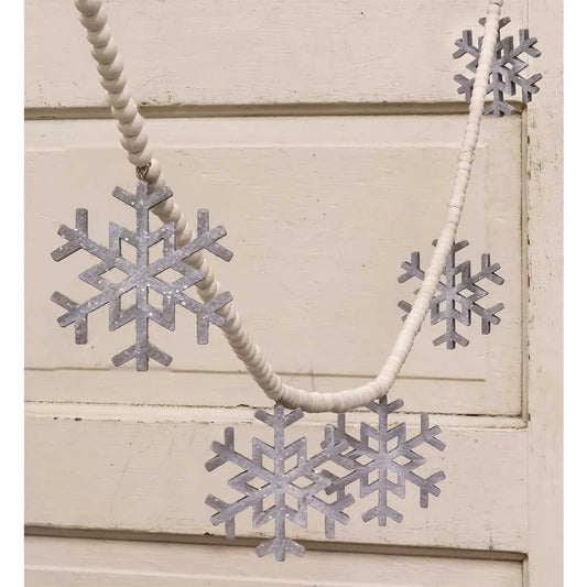 6 Pcs Wooden Snowflake Bead Garland