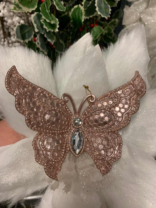 BUTTERFLY 4" PEARL ROSE GOLD. Set of 2