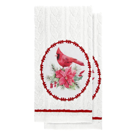 Cardinal Appliqué Embossed Terry Towel Set Of 2 Multi