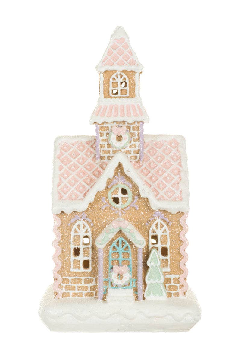 White/Pink Glittery Led Gingerbread House