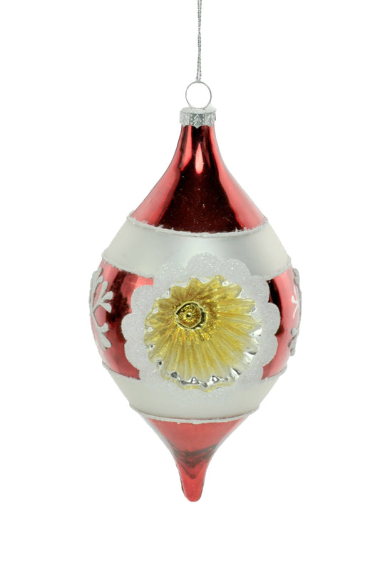 Red/Silver Snowflake Ornament with Glitter