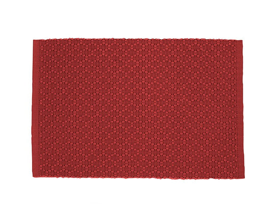 Diamond Ribbed Woven Placemat Red, SET OF 4.