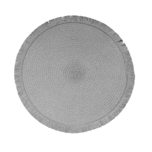 Malta Fringe Round Placemat Grey (Set of 4)