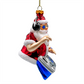 DJ Santa Spinning Christmas Party Glass Ornament, Headphones and Music Star Hipster Tree Decor