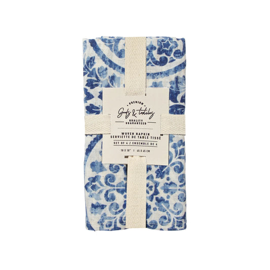 Medallion Linen Blended Napkin Set Of 4
