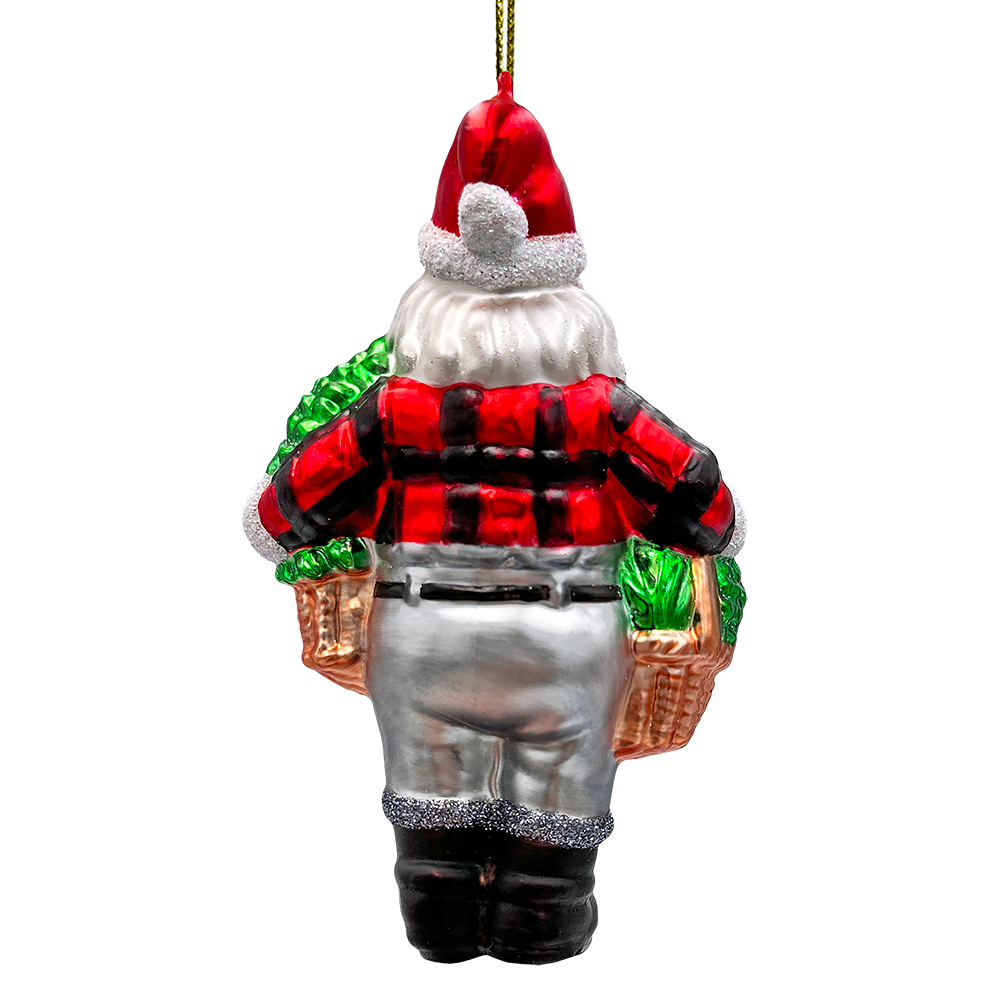 Wholesome Santa the Vegetable Farmer Glass Ornament