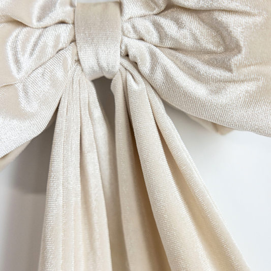 Cream Bow Christmas Decor Garland Velvet Fabric