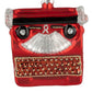 Glass Typewriter Ornament, Red and Black, 3 in