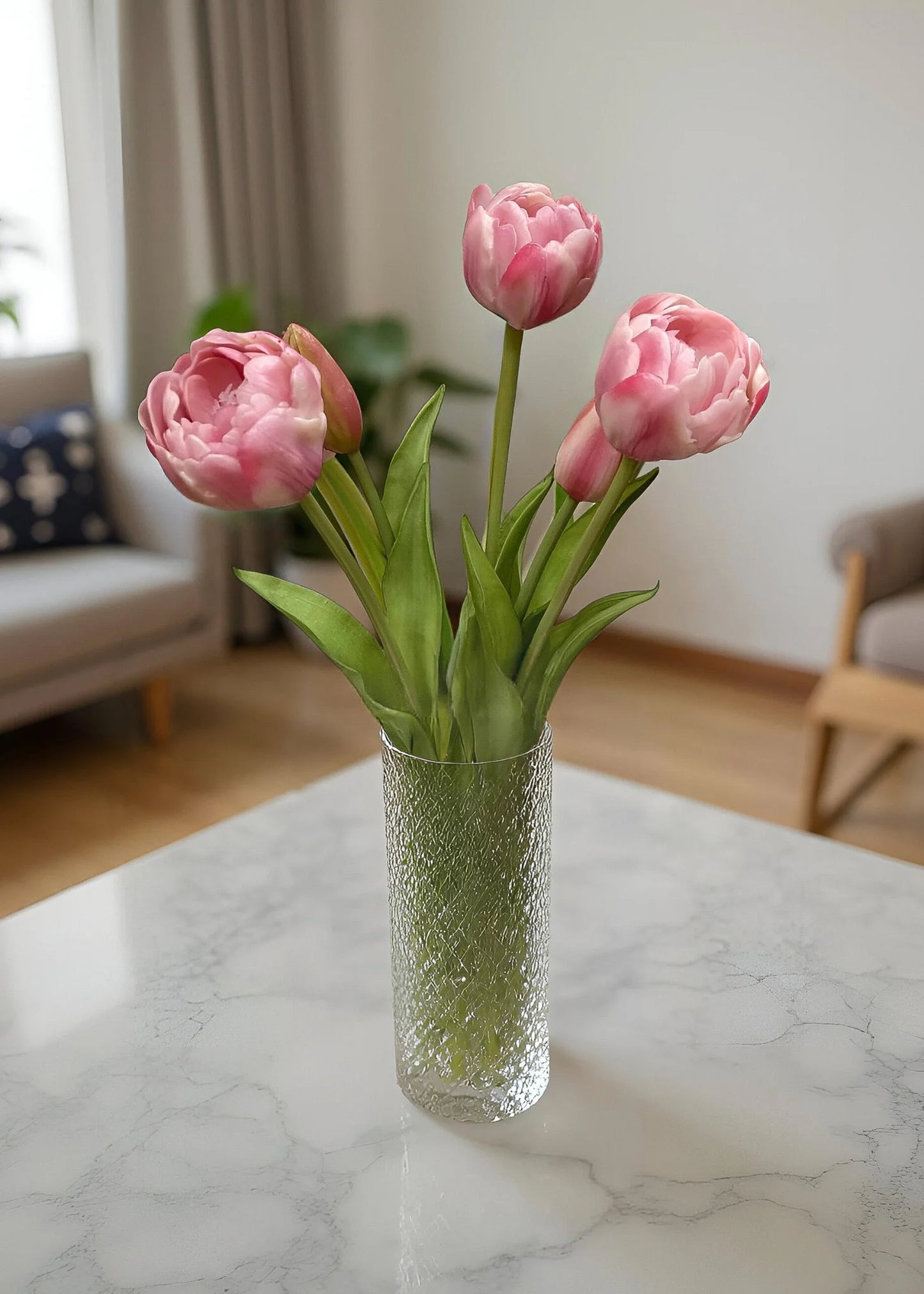 15" FRESH TOUCH COTTON CANDY PINK PEONY TULIP BUNDLE