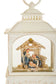 NEW-Musical White Led Lantern Snow Globe With Nativity Scene