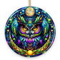 Mysterious Owl Stained Glass Style Ceramic Ornament