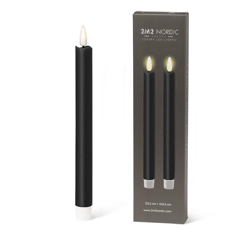 LED Taper Candle. Set of 2 (Black)
