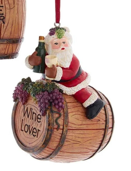 Santa Wine Barrel Ornament.