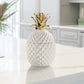 Pineapple Gold Crown 11h" White Ceramic Canister