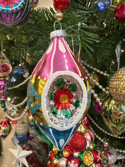 2 Asst Vintage Teardrop Ornament