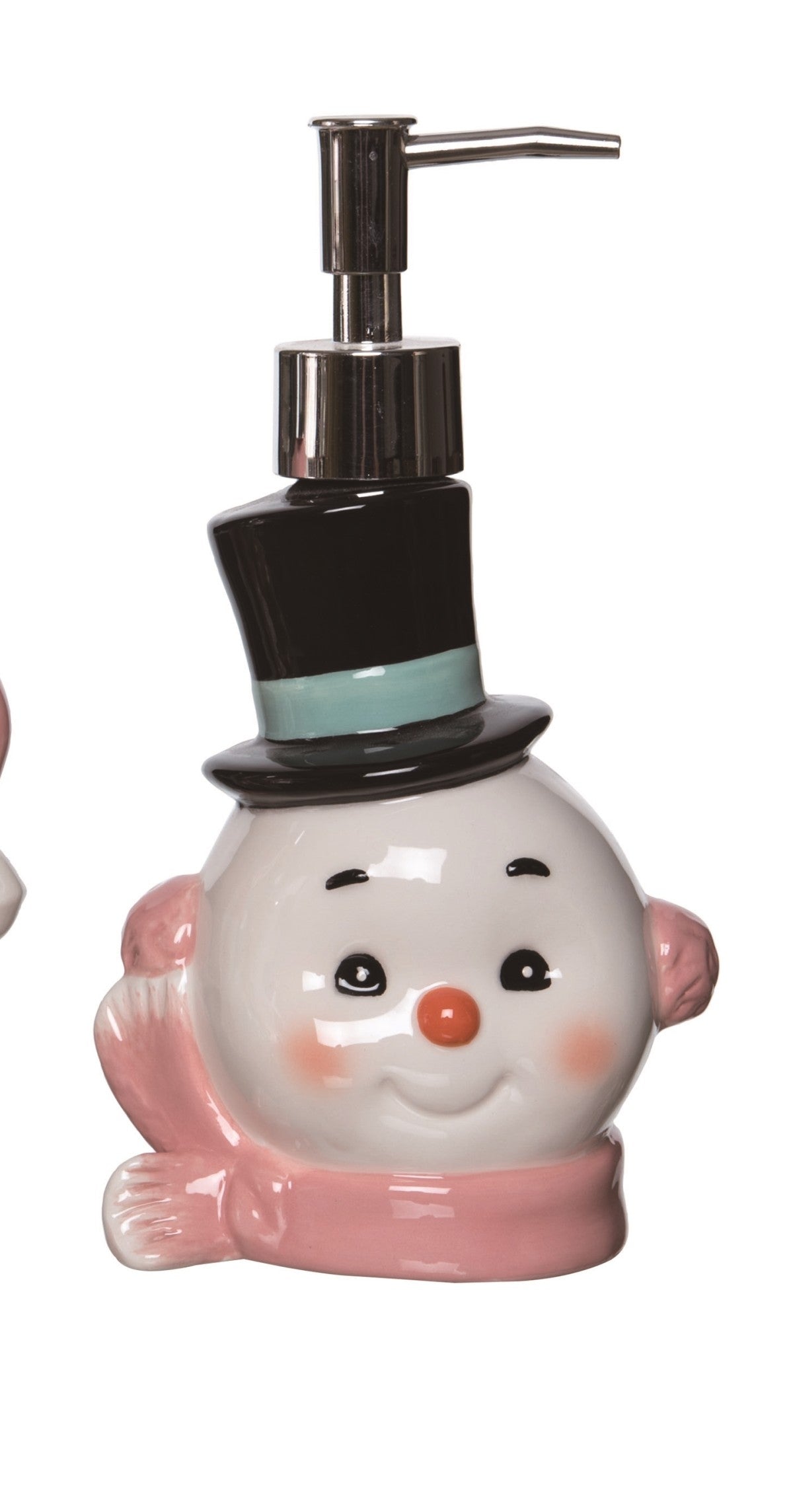 Pink Retro Snowman Holiday Soap Dispenser