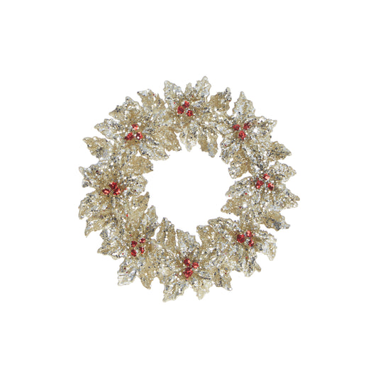 5.25" Glittered Holly Wreath Ornament