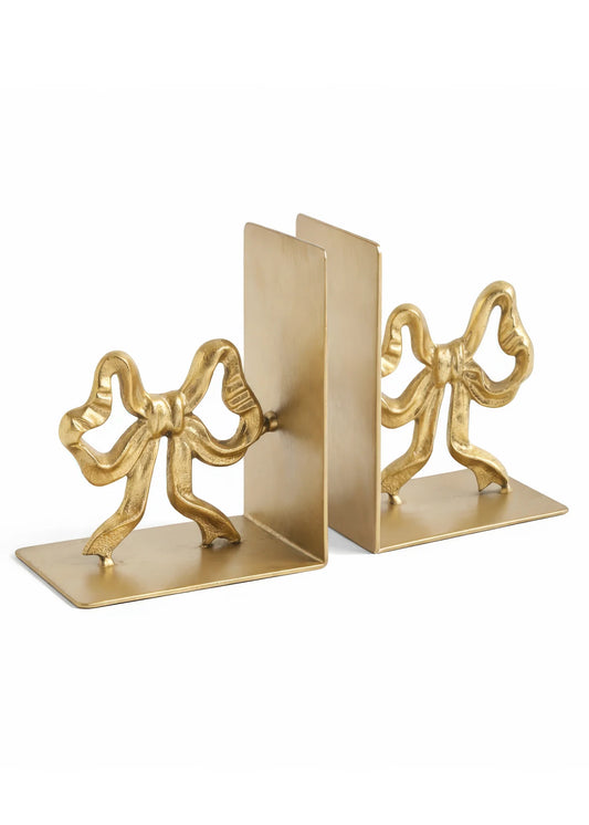 BOOK END SET W/BOW IRON GOLD