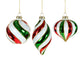 3" Red, White & Green Ball, Drop & Onion  (Set of 3)