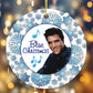 Blue Christmas Elvis Ornament: Circle