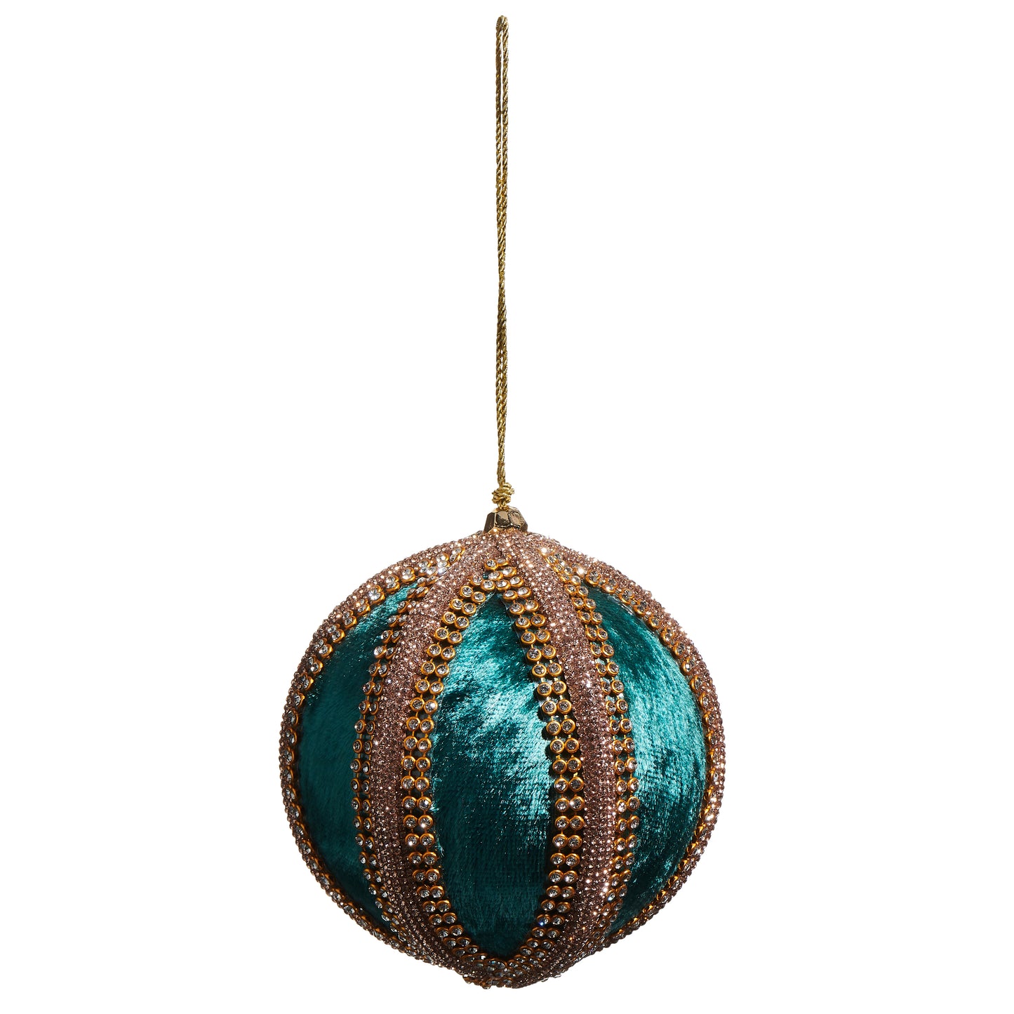 4" Green Velvet Jeweled Ball Ornament