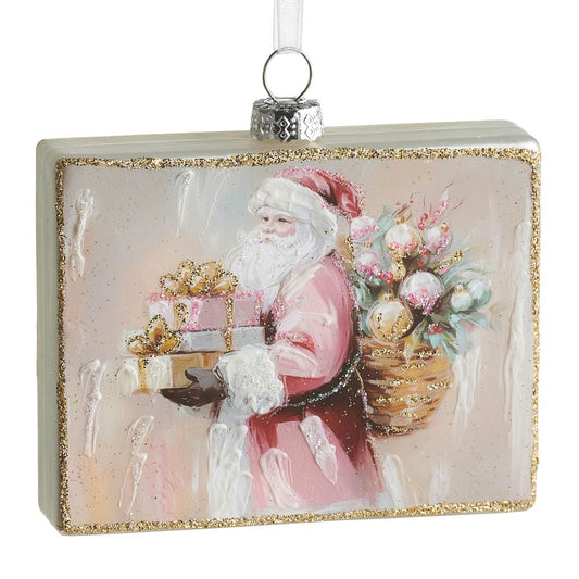 4" Twilight Tidings Santa Rectangle Ornament