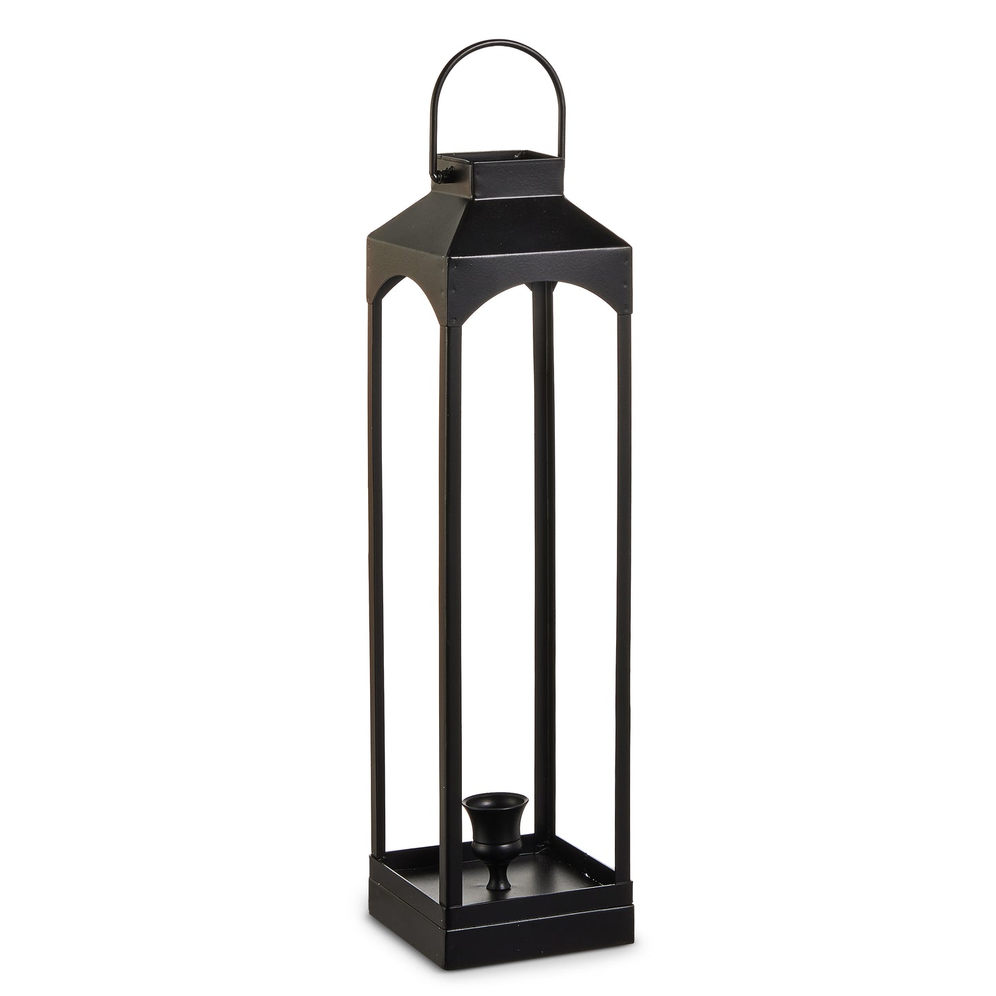 16" Matte Black Lantern Candle Holder