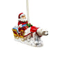 Polar Bear Santa Sleigh Glass Christmas Ornament