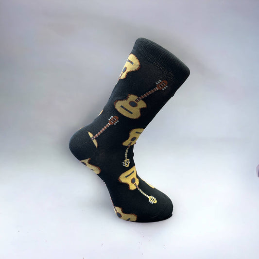 Rock & Roll Musical socks : Brown Guitar