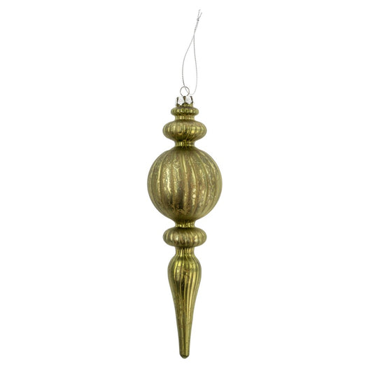 Noel Spindle Glass Ornament, Light Green