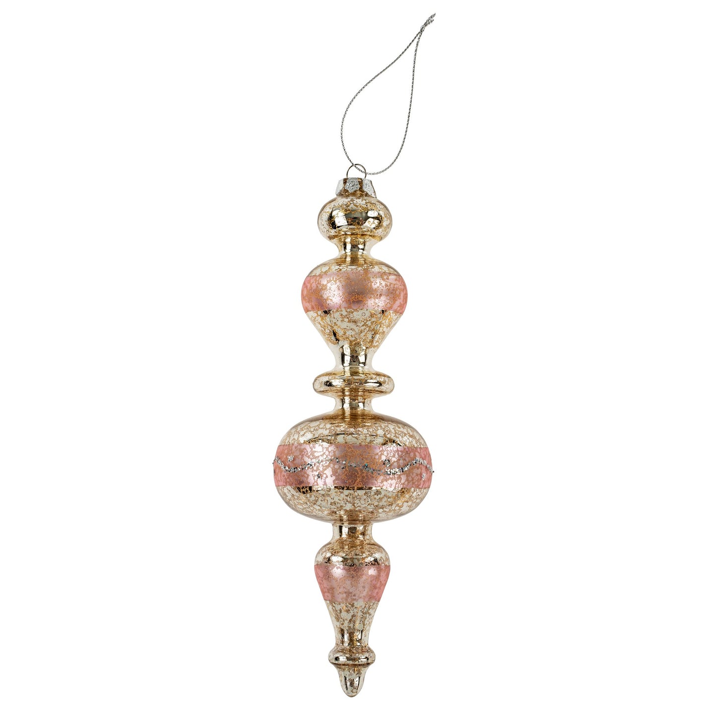 Ava Spindle Glass Ornament, Pink