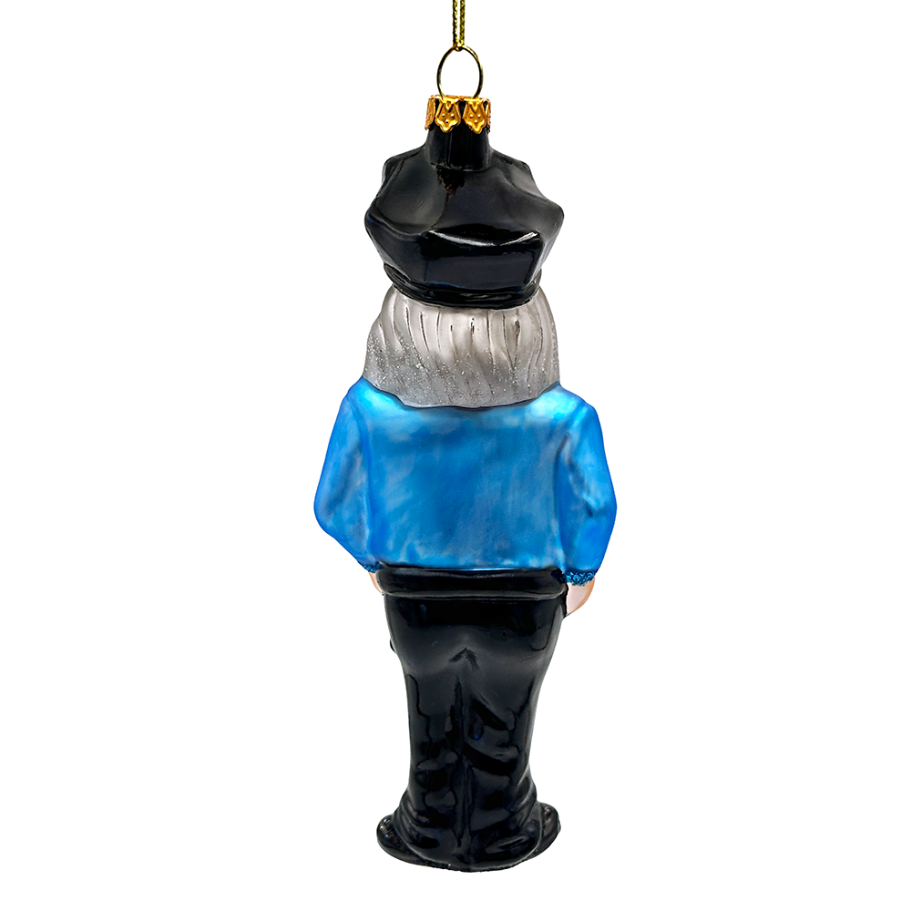 Santa the Police Officer Glass Christmas Ornament, Law Enforcement Cop Tree Decor