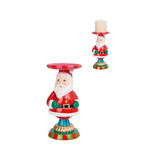 9in Vintage Santa Candle Holder